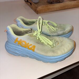 Hoka Athletic Shoes in Lime and Sky Blue
